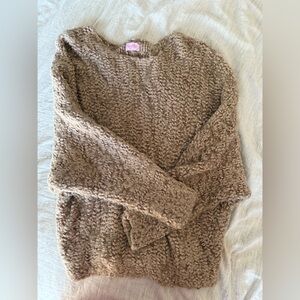 Pink Lily Textured Tan Sweater